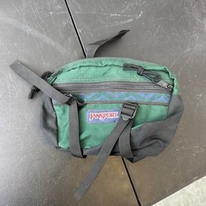 Vintage Jansport Green Fanny Pack Waist Bag Belt Pouch Hip Pack YKK Zippers